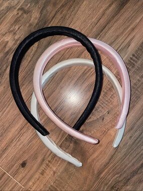 Satin Padded Headbands - Black, Pink, White